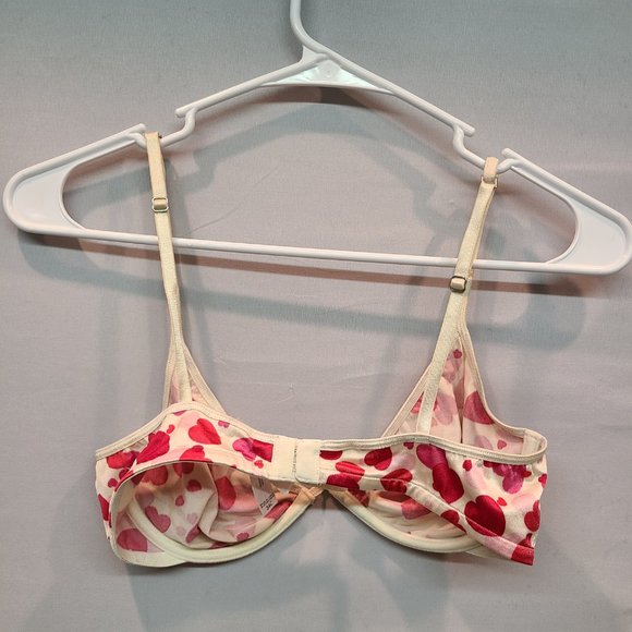 Vintage Victorias Secret Bra 34C Red Pink Hearts Unlined Underwire - Picture 3 of 8